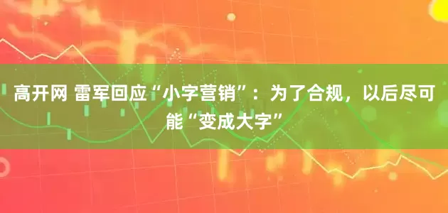 高开网 雷军回应“小字营销”：为了合规，以后尽可能“变成大字”